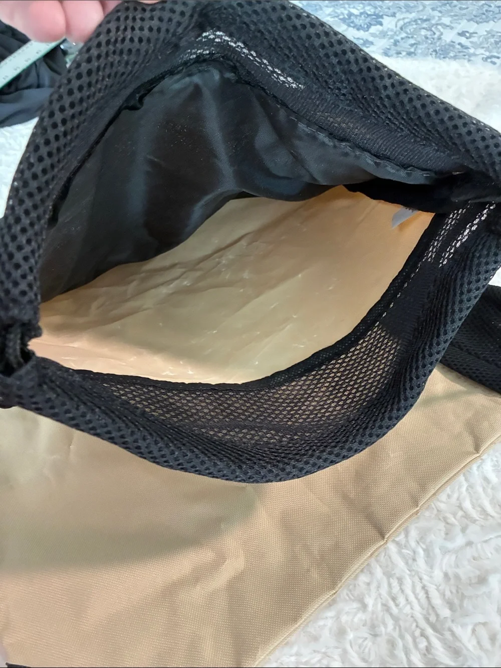 Canvas Drawstring Backpack - Khaki and Black